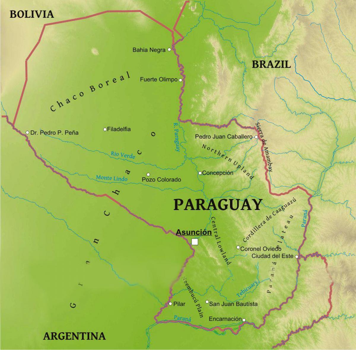 Карта Парагвай геаграфія