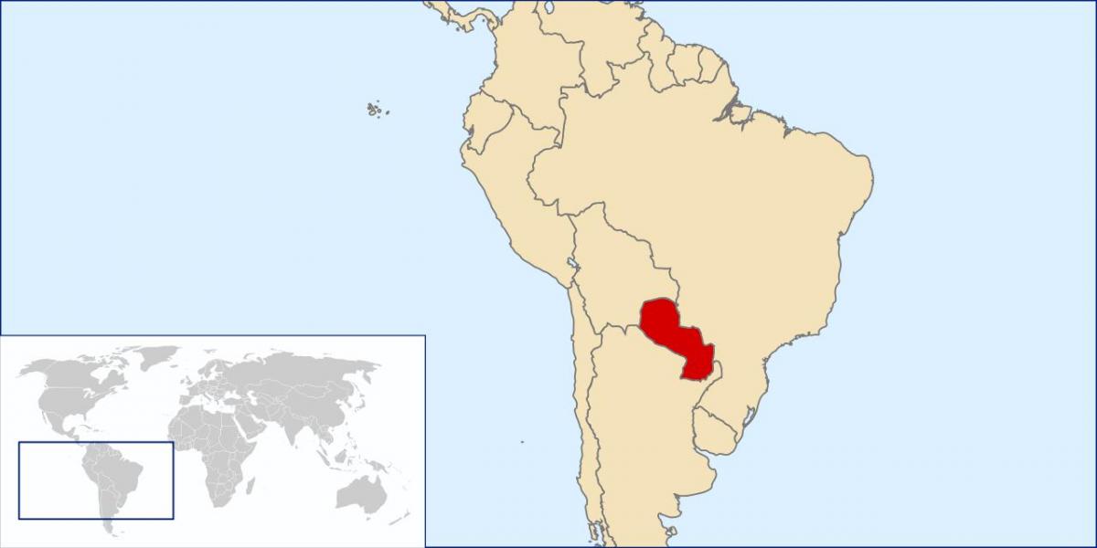 Парагвай размяшчэнне на карце свету