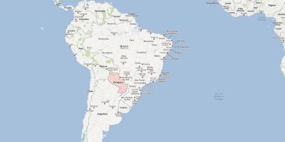 Карта Парагвай Паўднёвая Амерыка